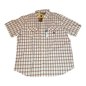Carhartt 105187-227 Burnt Clay Force Relaxed Fit Plaid Short Sleeve Shirt XL